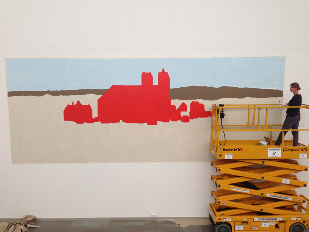 Clint Eastwood's "Hell" (from "High Plains Drifter") re-envisioned as a mural at Lundskonsthall