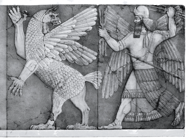 https://en.wikipedia.org/wiki/Babylonian_astrology#/media/File:Chaos_Monster_and_Sun_God.png